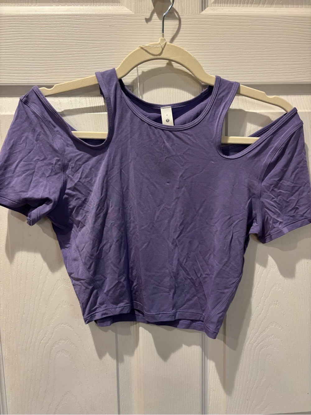 lululemon athletica Lavender Cold-Shoulder Crop Top